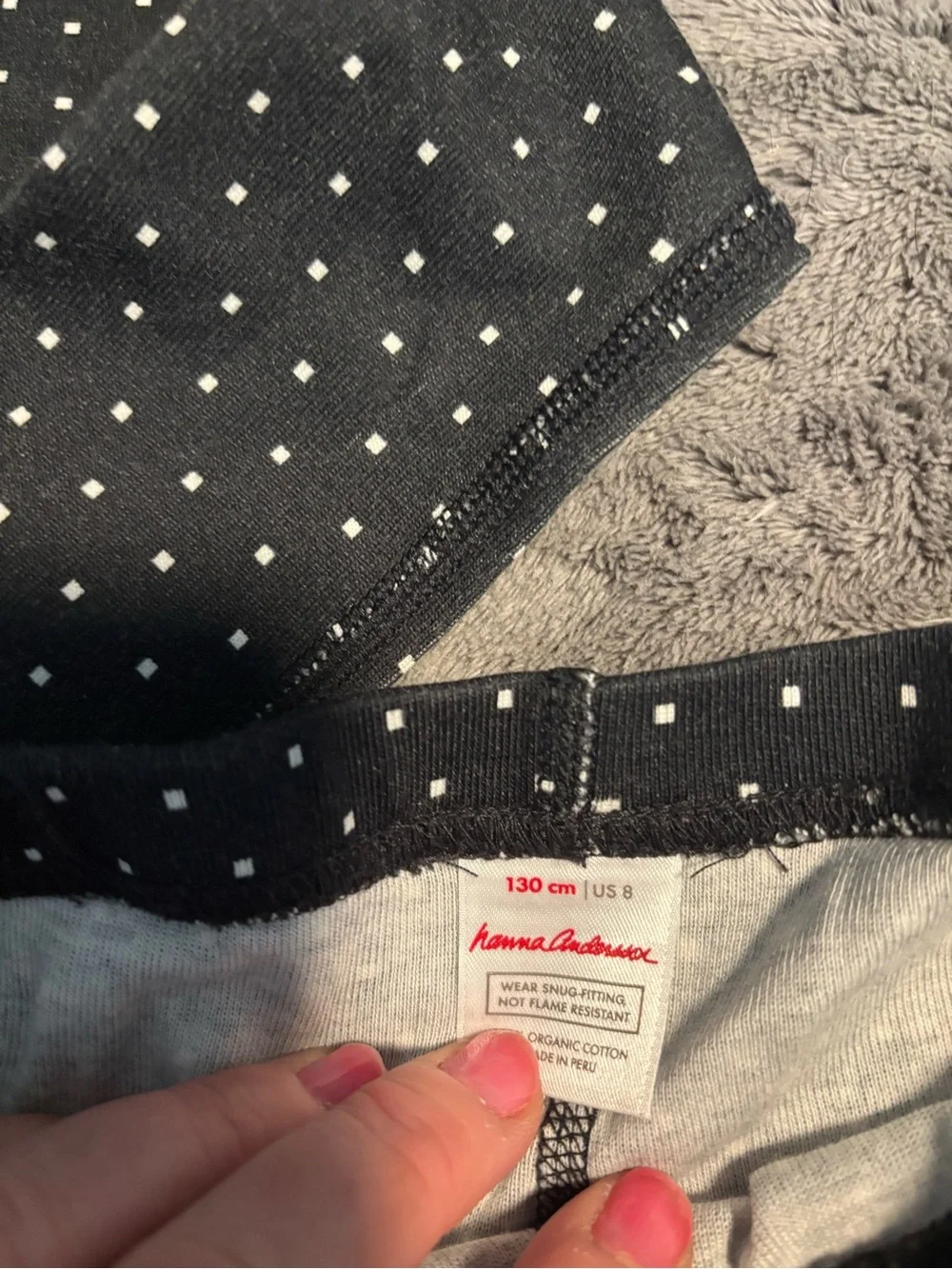 Hanna Andersson Black Fair Isle Kids Pajama Set, Christmas holiday
